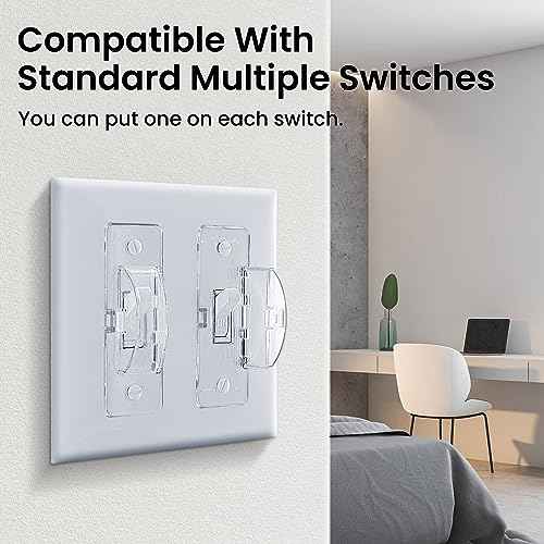 Roxiuc 2 Pack Clear Light Switch Guard - Child Proof, Double Buckle, Dimmer Compatible, Indoor/Outdoor, 2 Count, 3.5 x 1 inches