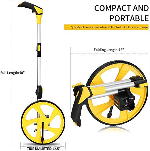 Zozen Measuring Wheel in Meters, Folding Dual-Unit, One-Key Reset