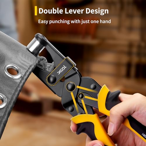 XOOL 3/8 Inch Grommet Tool Kit with 200 Grommets & Pliers for Canvas, Banners, Leathercraft