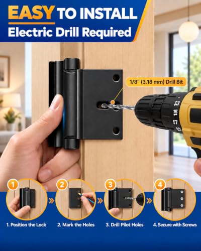 EverPlus Black Front Door Lock Reinforcement Security Latch Childproof
