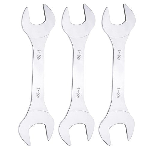 HARFINGTON 3pcs Double Open End Thin Wrench Set 1-1/8" × 1-1/4" SAE Super Thin Small Flat Head Wrench Mirror Polished Open Ended Spanner for Automotive Repair Furniture Assembly