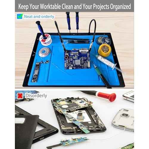 Kaisi Helping Hands Soldering Station with Soldering Mat,6 Flexible Arms Third Hand Tool Heat-Resistant Silicone Solder Mat Base Soldering Kit Helping Hands for Electronic Repair Soldering Jewelry DIY