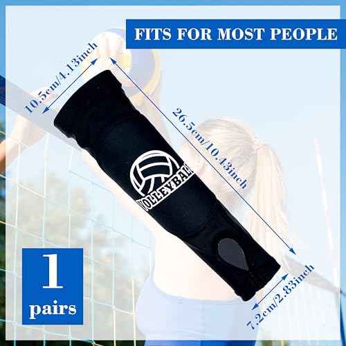 Volleyball Arm Sleeves with Passing Protection Forearm Pads, Black Hitting Forearm Sleeves Padded Volleyball Sleeve with Thumb Hole for Youth Girls Kids, 1 Pair