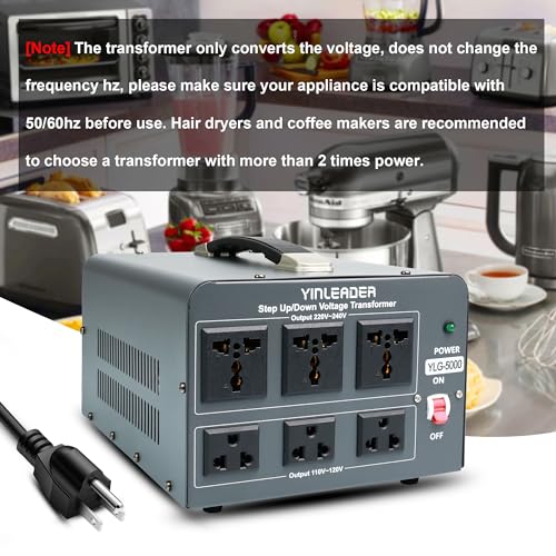 Yinleader 5000W Step Up/Down Voltage Transformer Converter 110V-240V