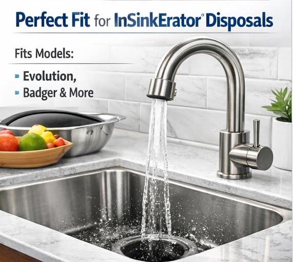 InSinkErator QCB-AM Antimicrobial Quiet Collar Sink Baffle - Replacement Splash Guard for Garbage Disposals