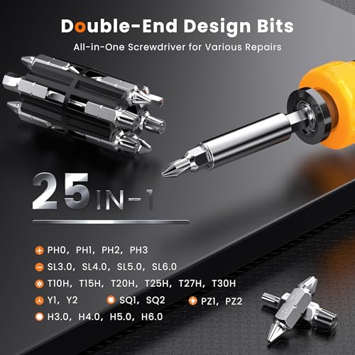 25-in-1 Magnetic Multi Screwdriver Set with Ergonomic Handle and Extendable Shaft