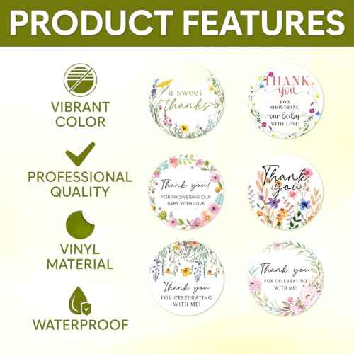 Pack 90 Pcs Wildflower Floral Celebrating with Me Stickers for Party Favors Toddlers Thank You Labels Birthday Supplies Cute Aesthetic Sticker Round Waterproof Vinyl Decals Bulk