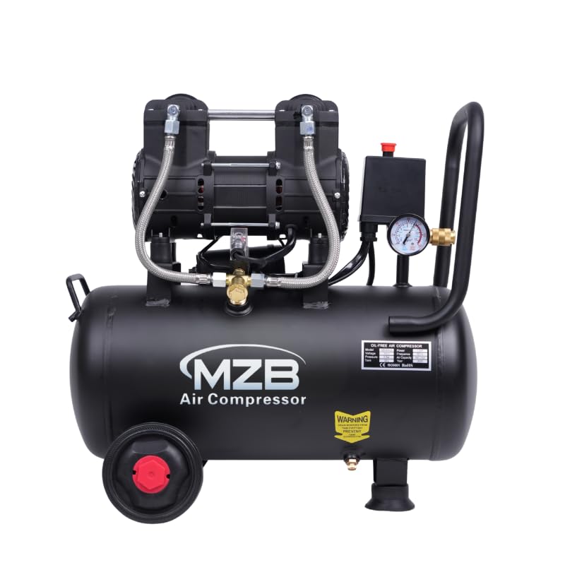 MZB-900H-24 6.4 Gallon Ultra Quiet Oil-Free Air Compressor 110V for Spray Painting