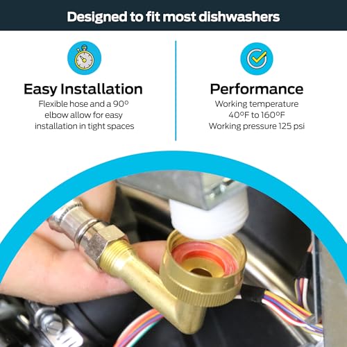 Eastman 6 ft Dishwasher Installation Kit with Stainless Braided Supply Line and 3/8 in Compression Ends