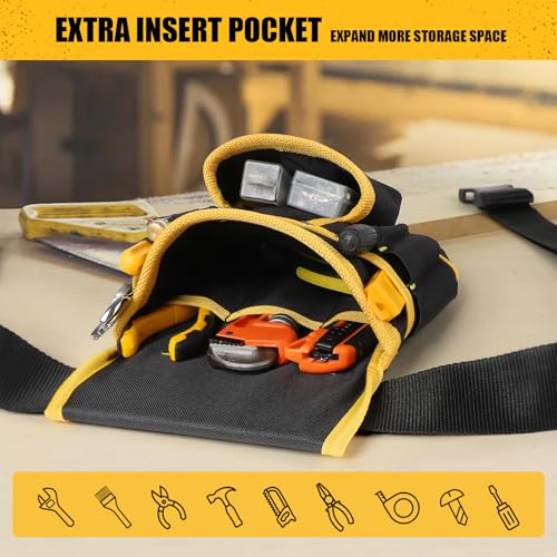 UUP Magnetic Tool Belt for Men - Yellow, 26 Pockets Heavy Duty Work Pouch, Adjustable & Removable