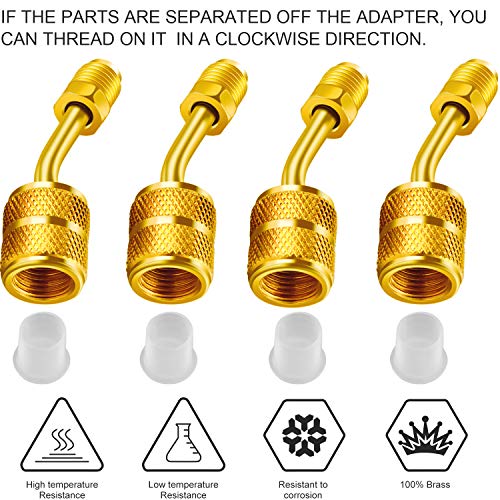 Chinco 1 Pcs R410a Mini Split Adapter 5/16 to 1/4 Male Flare 45° Angle