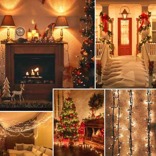 Connectable 240LED 88Ft 13Modes Christmas Lights Outdoor Indoor | Extendable Green Wire Christmas String Lights with Timer | Twinkle Fairy Light Plug in for Xmas Tree Garden Decor Party (Warm White)