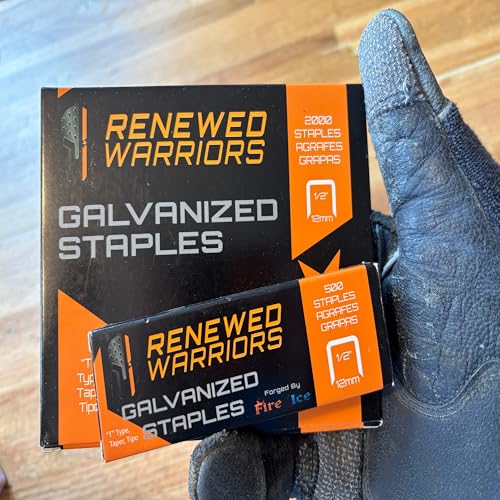 Renewed Warriors T/50 Type Heavy Duty Galvanized Staples 3/8" Leg, 2000 Pack