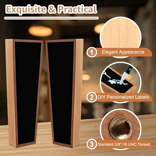 2PCS Beech Beer Tap Handle Keg Handle 3/8"-16 UNC Keg Tap Handle with Pens