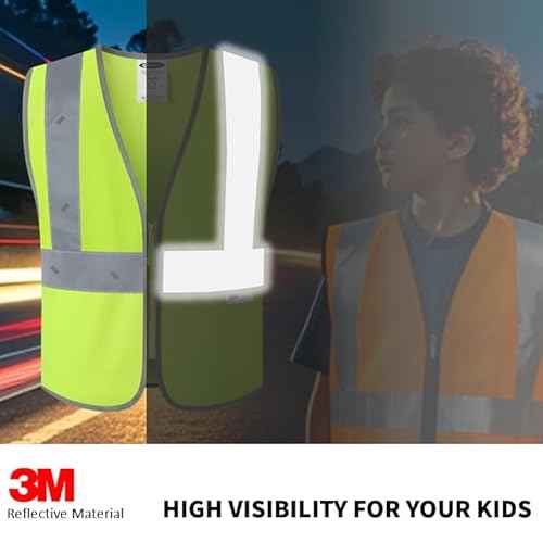 JKSafety Kids Safety Vest Kids Construction Vest with 3M Reflective Tapes High Visibility Meet ANSI Standard (BK300)