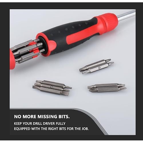 1/4 Hex Magnetic Screwdriver Bit Set for Drill | 14-IN-1 Replacement Bit Pack | 7 double-ended bits | Replacement of ratchet screwdriver drill bit |¨ù" Hex Shaft ¡¢Star, Flat