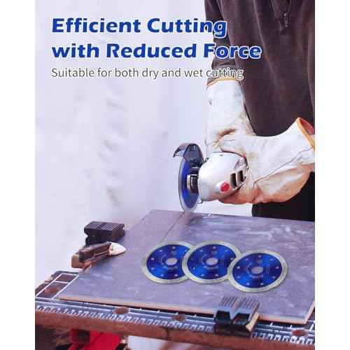 4.5 inch Super Thin Diamond Blade for Angle Grinder, 3 Pcs Tile Saw, Diamond Saw Blades Cutting Porcelain Tile Granite Marbles (Blue)