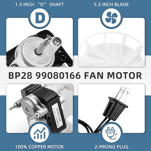 Fetechmate Bathroom Vent Fan Motor Kit Replacement for Nu-Tone, Bro-an 70 CFM, Model S99080166, Variation 1