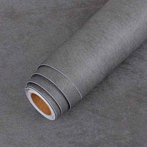 LACHEERY Extra Thick Matte Concrete Wallpaper Stick and Peel Wall Paper Roll Dark Grey Vinyl Countertops Vintage Industry Concrete Textured Cement Contact Paper for Bedroom Walls Furniture 15.8"x80"