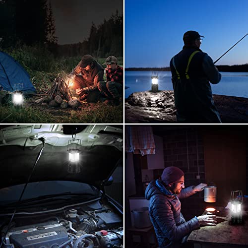 Lepro 4 Pack Black Collapsible LED Camping Lanterns, Water Resistant IPX4