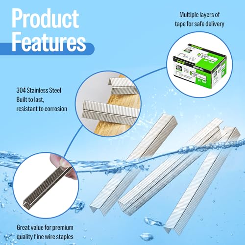 Meite 20 Gauge 304 Stainless Steel Upholstery Staples 3/8-Inch Leg, 1 Box Heavy Duty Construction & Furniture Staples