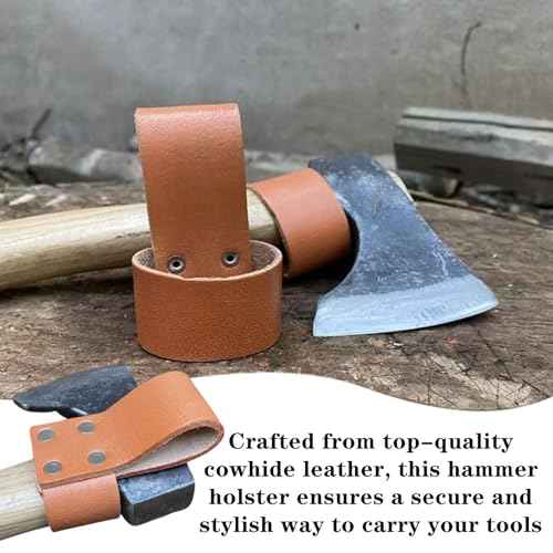 2 Pcs Hammer Holster Premium Leather Axe Sheath Axe Holster Belt Loops for Outdoor