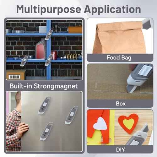 Steelite Mini Ceramic Box Cutter, 2-Stage Retractable Box Opener, Mini Magnetic Package Opener with Safety Lock, Small Utility Knife Ceramic Blades with Keychain Hole 3-pack