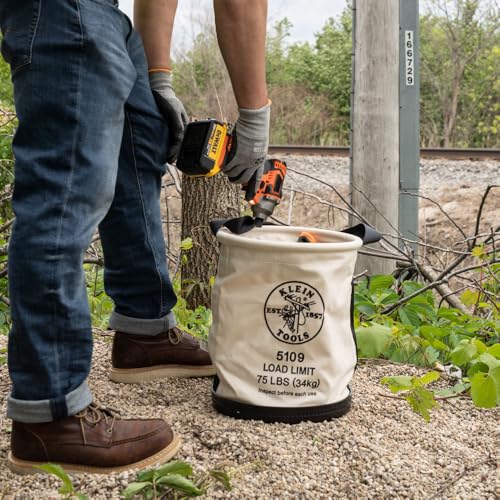 Klein Tools 5109 Canvas Straight-Wall Tool Bucket, No. 6 Canvas (75 lb) – Standard / Canvas Bucket