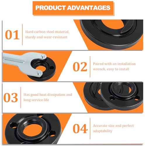 7PCS Angle Grinder Nut and Wrench Kit 5/8-11 Flange Lock Nut Compatible with Dewalt Milwaukee Makita Ryobi Bosch Metabo Black Decker 4.5 5 Inch Grinder Parts Replacement