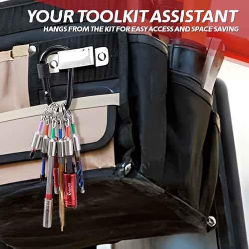 12PCS Bit Holders, 1/4¡± Hex Shank Drill Bit Holder Key Chain, Quick Release Bit Holder for Impact Driver, Electrician Tools