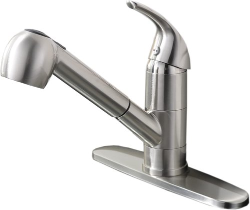 Ufaucet Stainless Steel Kitchen Faucet Brushed Nickel,Small Single Handle Pull Out Kitchen Sink Faucet with Sprayer,Single Hole Low Kitchen Faucets Grifo De Cocina
