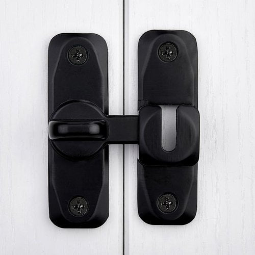 INIRET Barn Door Latches,90/180 Degree Gate Lock,Zinc Alloy Right Angle Door Lock Latch,Flip Gate Latches Hardware,Door Security Sliding Door Latch Lock fo Cabinets,Bathroom,Barn Door (Black_1 Pack)