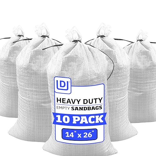 White Heavy Duty Sandbags with Ties - 14x26 Inches, Pack of 10 | DURASACK