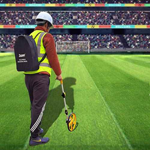 Zozen Measuring Wheel in Feet and Inches, Mechanical/Double Collapsible/One Key to Reset/Kickstand to Keep Stand/Starting Point Arrow and Cloth Carrying Bag, 0-9,999 Ft Measure Wheel.