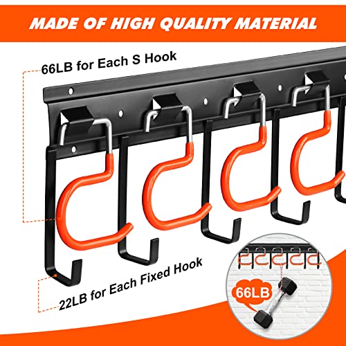 TVKB 68 Inch All Metal Garden & Garage Tool Organizer Wall Mount with Heavy Duty Hooks - Iron, 4 Pack