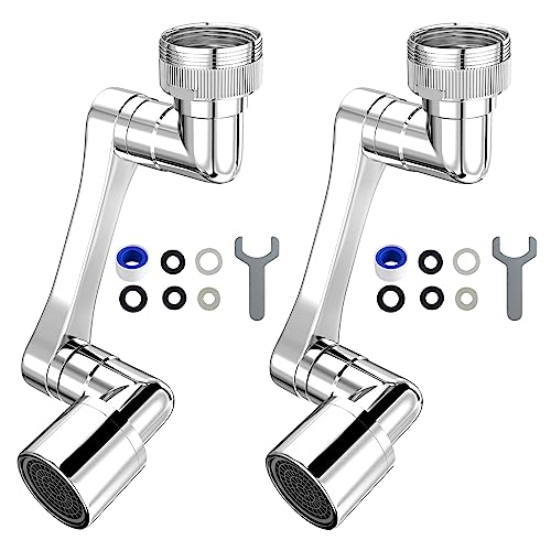 Brass 1080° Swivel Faucet Extender 2 Pack - Silver, Universal Fit