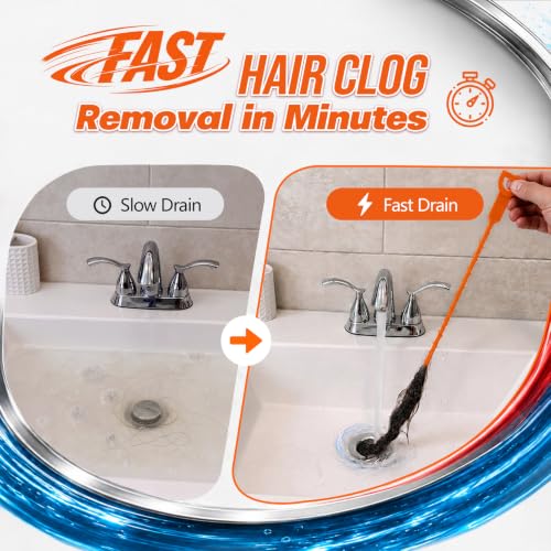 3 Pack Drain Snake Hair Clog Remover - Flexible Shower & Sink Unclogger Tool