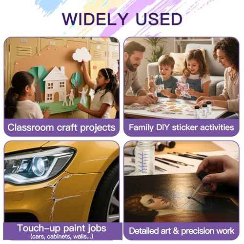 6 Pack Glue Bottles with Brushes, 2oz(60ml) Transparent Empty Paint Bottles Bulk Touch Up Paint Container with Brush Applicator for Home Classroom Art Supplies Crafts Projects