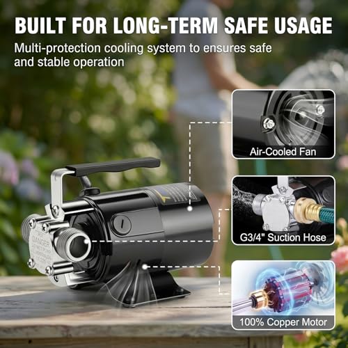 TRUPOW 115V AC Water Transfer Pump 1/10HP 330GPH with 6ft Hose Portable