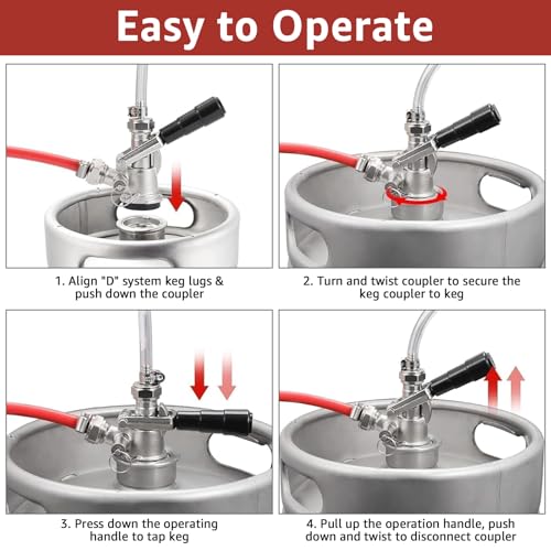 D-System Keg Coupler with Brass Body, Stainless Probe, 55 PSI Valve for Commercial/Home Draft Beer