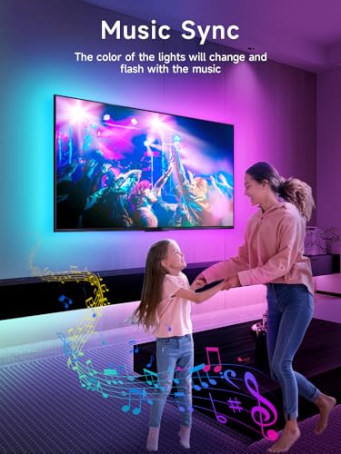 KANTUTOE 16.4ft RGB TV Backlight Strip for 45-75 Inch TVs with Music Sync App Control