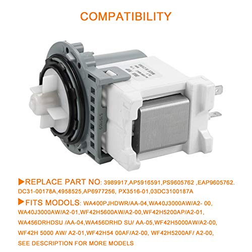 Samsung Washer Drain Pump DC31-00187A/00178A OEM Replacement 120V 80W