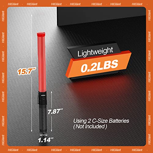 HiGiant 6 Pack 16 Inch Traffic Wand, LED Traffic Control Baton, Red Light Wands with Flashing Modes, Air Traffic Control Light with Side Clip for Parking Direct, Airport Safety