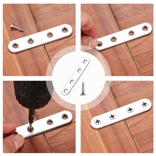 Stainless Steel Flat Mending Plates - 12Pcs Furniture Reinforcement Brackets