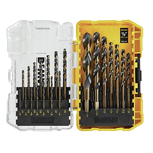 DEWALT 21 Pc High Speed Steel Drill Bit Set, Black & Gold Coated, 135° Split Point, One Size