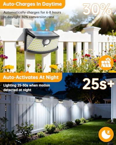 Aootek 6 Pack Solar Motion Sensor Lights Outdoor 120 LEDs Black, Waterproof