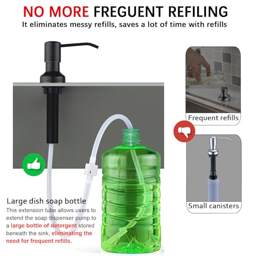 SonTiy Silicone Sink Soap Dispenser Extension Tube Kit with Check Valve – 47" Under-Sink Water Hose for Most Soap Containers, No More Refills