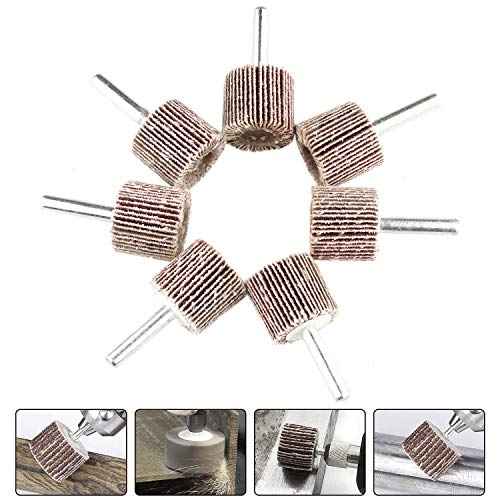 1" x 1" x 1/4" Shank Mounted Flap Wheels, 80 Grit Aluminum Oxide Mounted Abrasive Grinding Tool - 10 Pack