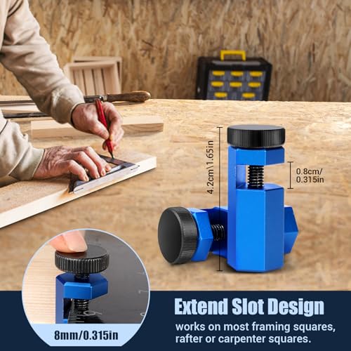 Cocowin Tall Stair Gauges for Framing Squares with Holder & Carabiner, 1 Pack Blue