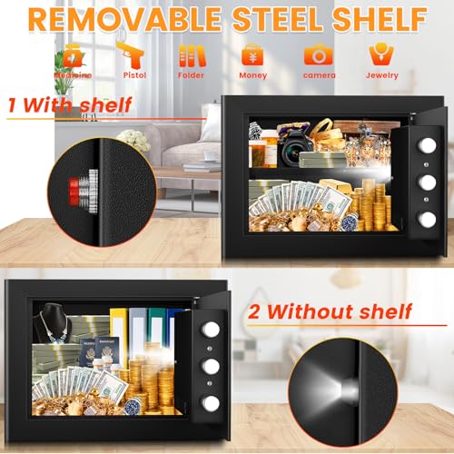 GHJGAGE 9.84H Small Fireproof Safe Box with Fireproof Waterproof Bag, 1.2 Cu Ft, Digital Lock, Basic Model